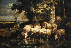 A Shepherdess with her Flock