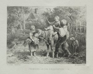 First Riding Lesson by Charles Emile Jacque