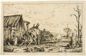 Landscape with Unhitched Cart by Charles Emile Jacque