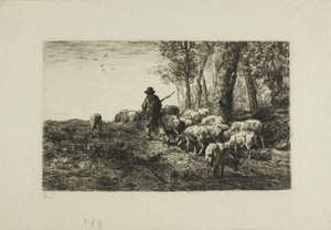 Man with Herd of Pigs by Charles Emile Jacque