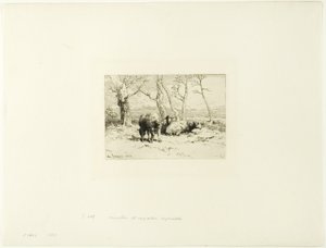 Sheep and Five Trees by Charles Emile Jacque