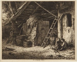 The Hen Coup - 1849 by Charles Emile Jacque