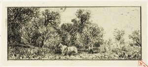 Two Horses in a Wood by Charles Emile Jacque