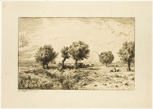 Willows in a Landscape by Charles Emile Jacque