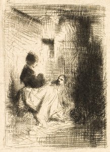 Woman and her Children by Charles Emile Jacque