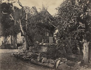Rural Scene with Stone Building and Cross