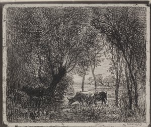 Cows in the Woods by Charles Francois Daubigny