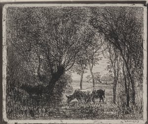 Cows in the Woods by Charles Francois Daubigny