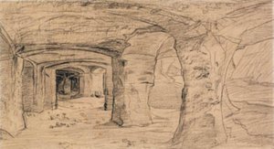 Rock Vaults in the Quarry at Auvers-sur-Oise by Charles Francois Daubigny