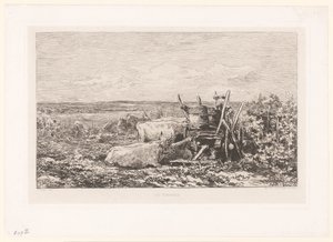Landscape with Resting Cattle Among Vines by Charles Francois Daubigny