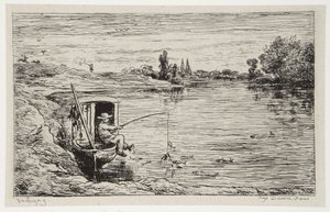 The Cabin Boy Fishing by Charles Francois Daubigny