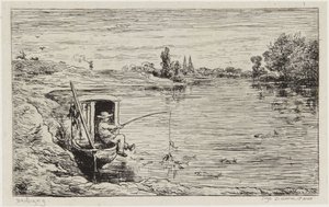 The Cabin Boy Fishing by Charles Francois Daubigny