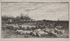The Large Sheepfold by Charles Francois Daubigny