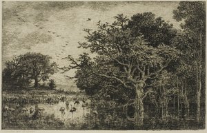 The Marsh with Storks by Charles Francois Daubigny
