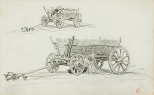 Two Sketches of an Ox Cart