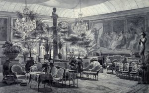 Winter Garden of Princess Mathilde, Drawing in Gray Ink and Gouache by Charles Giraud