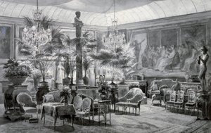 Winter Garden of Princess Mathilde, gouache and ink drawing by Charles Giraud