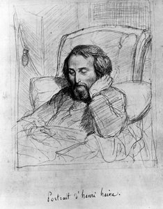 Heinrich Heine (1797-1856), German writer. Drawing by Charles Gleyre