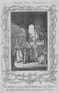 Dunstan dragging King Edwy from his Consort Queen Ethelgiva on his Coronation Day, 1773