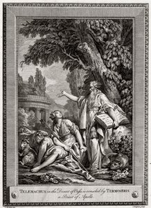 Telemachus in the Desert of Oasis, consoled by Termosiris a Priest of Apollo