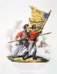Uniform and Colours of the 9th or East Norfolk Regiment of Infantry, from 