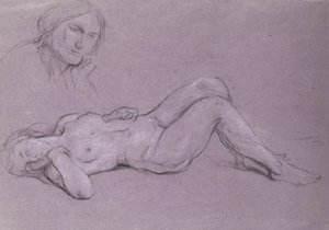 Study of a Reclining Nude Female Figure, with a Study of a Woman