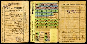 Rationing Card, Clothing Card, Secretariat for Industrial Production, Second World War 1941