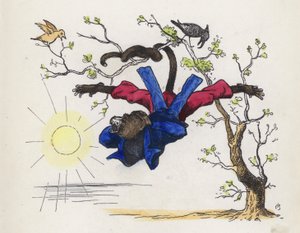 Monkey Hanging from a Tree by His Tail by Charles Henry (after) Bennett