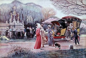 Travellers Halting to Pray Before a Wayside Calvary in Brittany on Easter Day by Charles Henry Tenre
