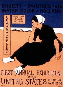 Reproduction of a poster advertising the first annual exhibition in the United States of the 