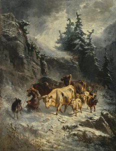 Herd in a Snowstorm by Charles Humbert