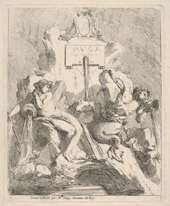 Design for a Fountain with a Seated Nymph at Left and Triton Holding a Shell to His Mouth by Charles Hutin