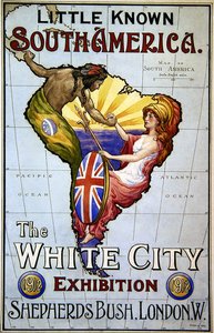 Poster for the Little Known South America- The White City Exhibition by Charles J. Hay