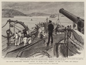 The Naval Manoeuvres, weighing Anchor on Board HMS Benbow of the C Fleet, off Torquay by Charles J. Staniland