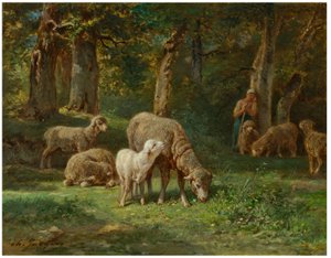 Shepherdess Tending Her Flock