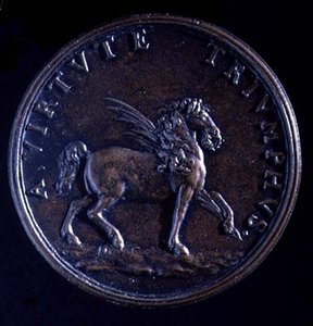 Portrait medal of Gian Lorenzo Bernini, reverse of a winged horse