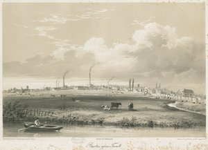 Burton-upon-Trent Bridge and Town: tinted lithograph, nd [c.1840]