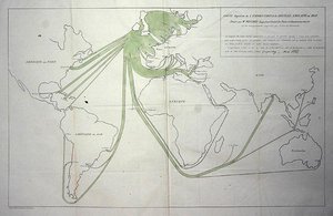 Map showing the export of coal from the British Isles in 1850 by Charles Joseph Minard