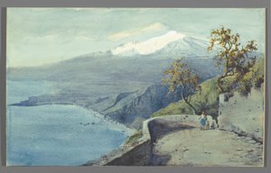 View of Mount Etna from Taormina, Sicily, 1925