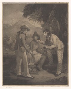 Two British Sailors Offering a Watch and Mirror for the Fruit of an Indian Woman