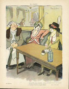 Illustration of Chas-Laborde in Le Smile - Business - Restaurant Cafes, Fashion, Hat - Cupidite, Avarice - Women by Charles Laborde