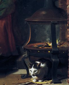 Cat under burning brazier (detail)