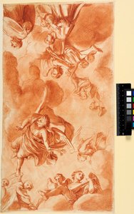 Ceiling Design with Angels and Adorers. For the Chapel of the Seminary in Saint-Sulpice, Paris by Charles Le Brun