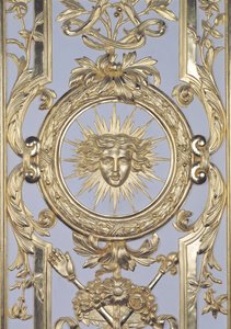Panelling Depicting the Emblem of Louis XIV from the Salon de Venus (detail) by Charles Le Brun