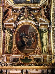 Patronage of the Arts in 1663, Ceiling Painting from the Galerie des Glaces by Charles Le Brun