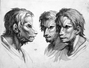 Three faces of werewolf - by Le Brun by Charles Le Brun