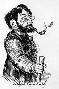 Henri Riviere (1864-1951) French artist and designer (shadow play at Cabaret Le Chat Noir), drawing by E. Lefebvre after Leandre