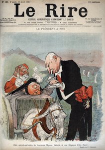 The President in Nice - French President Felix Faure met Queen Victoria in Nice - Cartoon by Charles Leandre in Le Rire by Charles Leandre