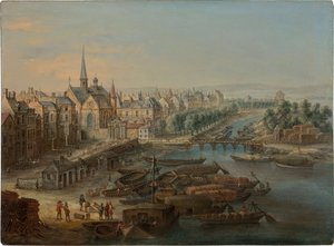 View of the Arsenal, the Port Saint Paul and the Quai des Célestins in Paris by Charles Léopold van Grevenbroeck