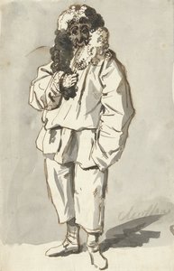 Roman Pulcinella in Carnival Costume by Charles Louis Clerisseau